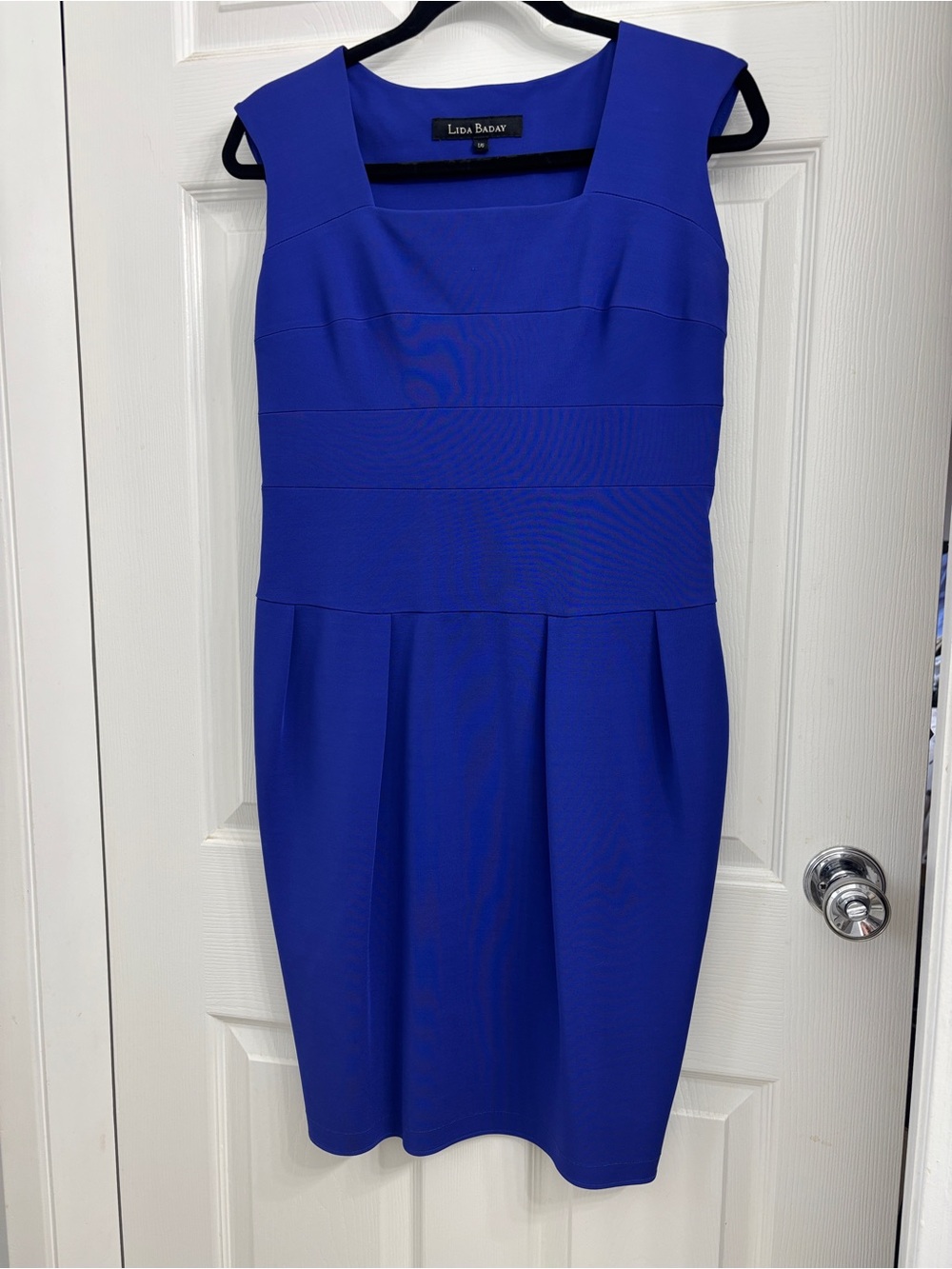 Lida Baday Cobalt Square-Neck cocktail Sheath Dress